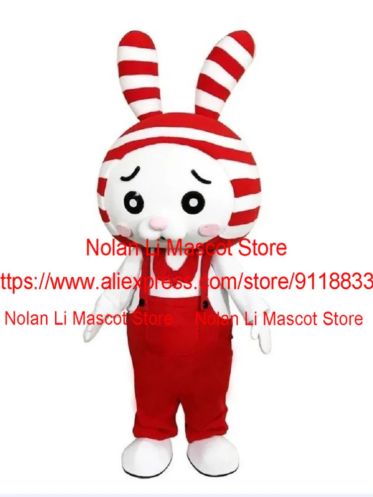 

Customized Cute Striped Bunny Mascot Costume Cartoon Suit Adult Role-Playing Party Game Fancy Dress Ad Display Christmas 1225