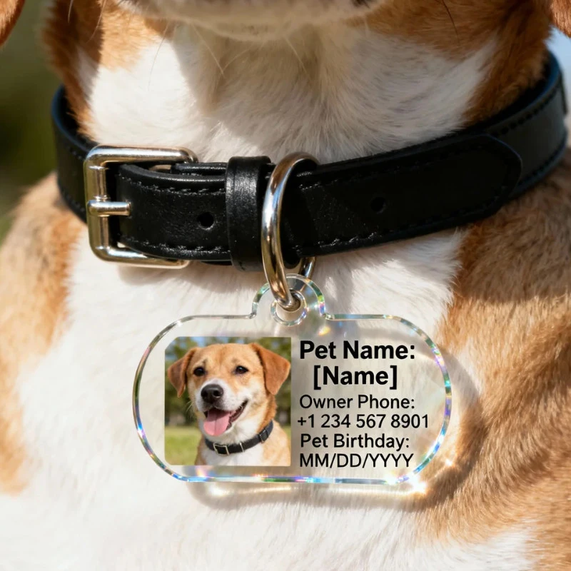 

Custom Dog & Cat Tags Keychain Custom Name Phone Address Number Plates Personalized Acrylic Anti-loss Collar Pets Memorial Gifts