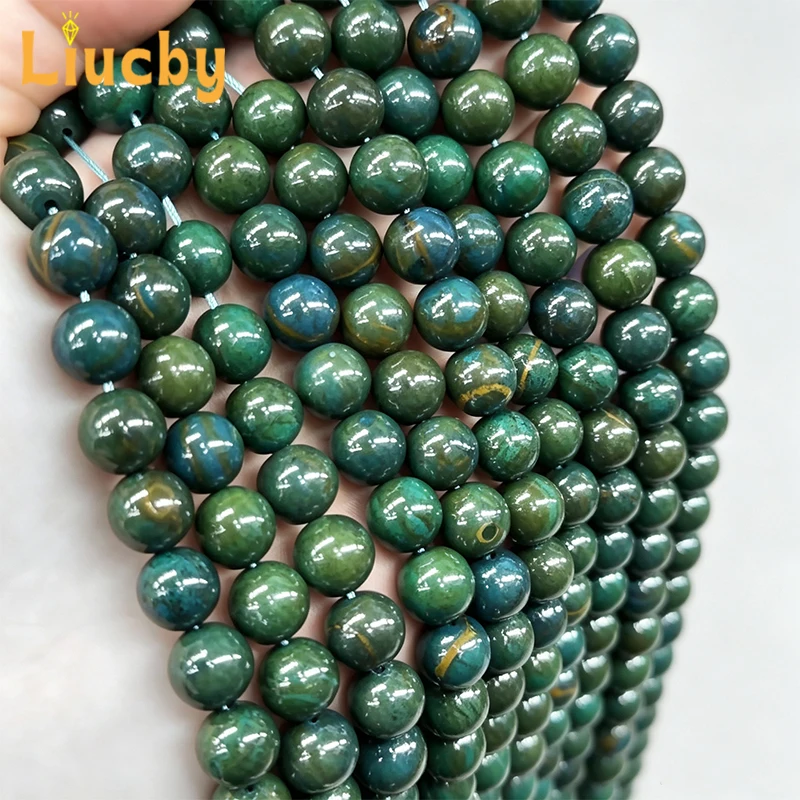 Blaugrüne Malachit-Jaspis-Handperlen für Schmuckherstellung, DIY, Subkulturen, Handketten-Zubehör, 15 Fuß Strang, 4/6/8/10/12MM – Detail 6