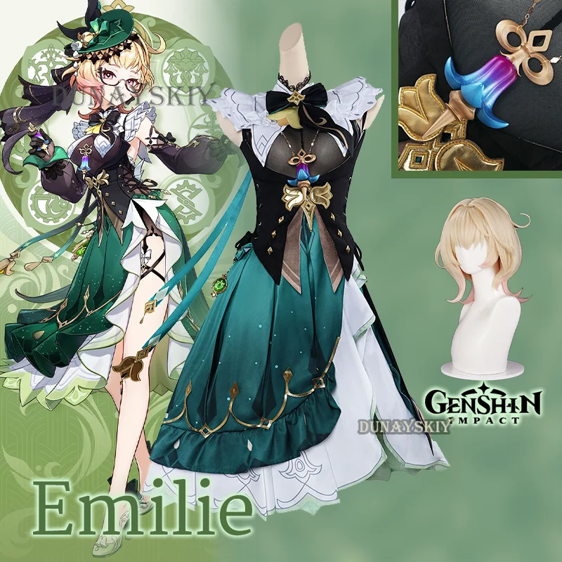 Costume de Cosplay du Jeu GenshinImpact pour Femme, Robe avec Perruque Trempée, Uniforme de ixde Noël