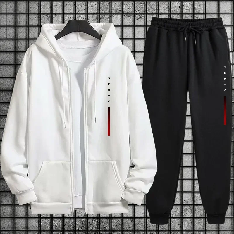 2025 new zipper sweaters chandelier pants street wear chandelier autumn and winter sports suits Paris fashion print men's casual