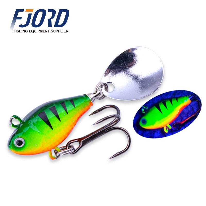 FJORD Spinner 10,5 g 14 g 21 g Angelköder, rotierender Paillettenschwanz, UV-Effekt, Oberfläche, Vib, Jig-Köder, Süßwasser-Salzwasser-Angelartikel