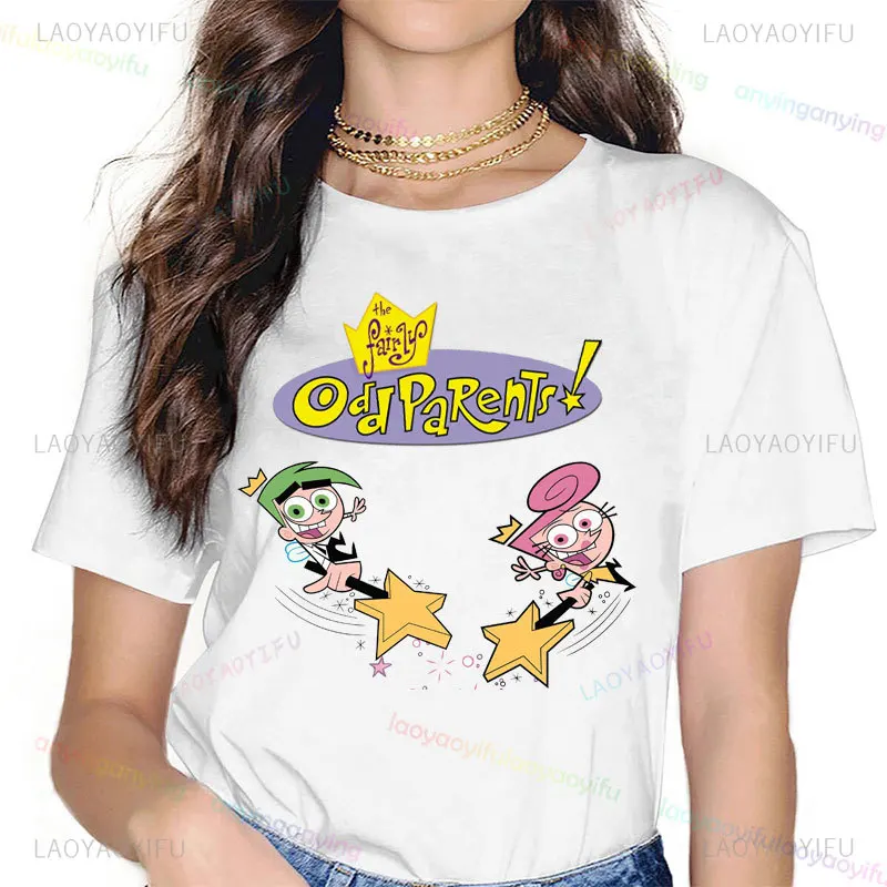 2024 Hot Sale Cartoon The Fairly OddParents Timmy Cosmo and Wanda Classic Unique Printed Tee Harajuku Mens Clothing Womens Top