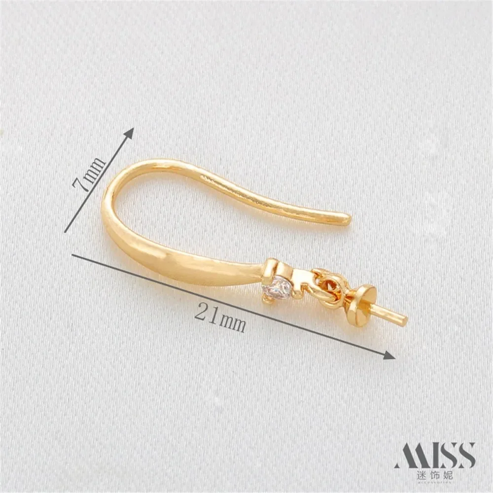 

14K Gold-plated Geometric Twisted Ear Hook Inlaid with Zircon Simple Ear Hook with Needle Holder DIY Earrings and Ear Accessorie