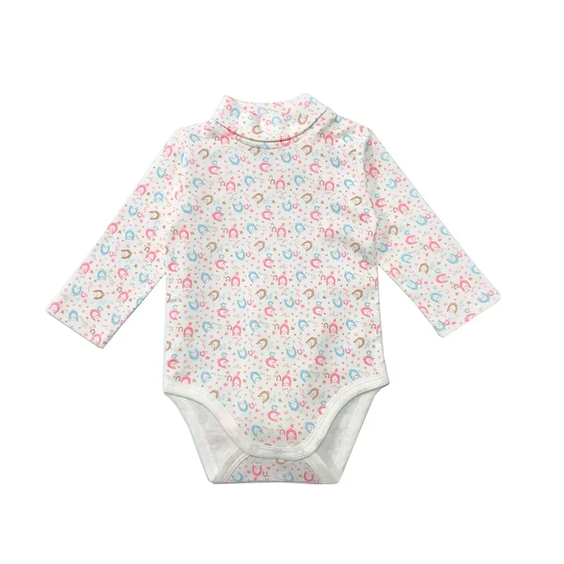 Newborn Baby Girls Long-Sleeve Cotton High-Necked Bodysuit 9-24M Winter Autumn Solid Onesie Color Jumpsuit Onesies Girl Playsuit