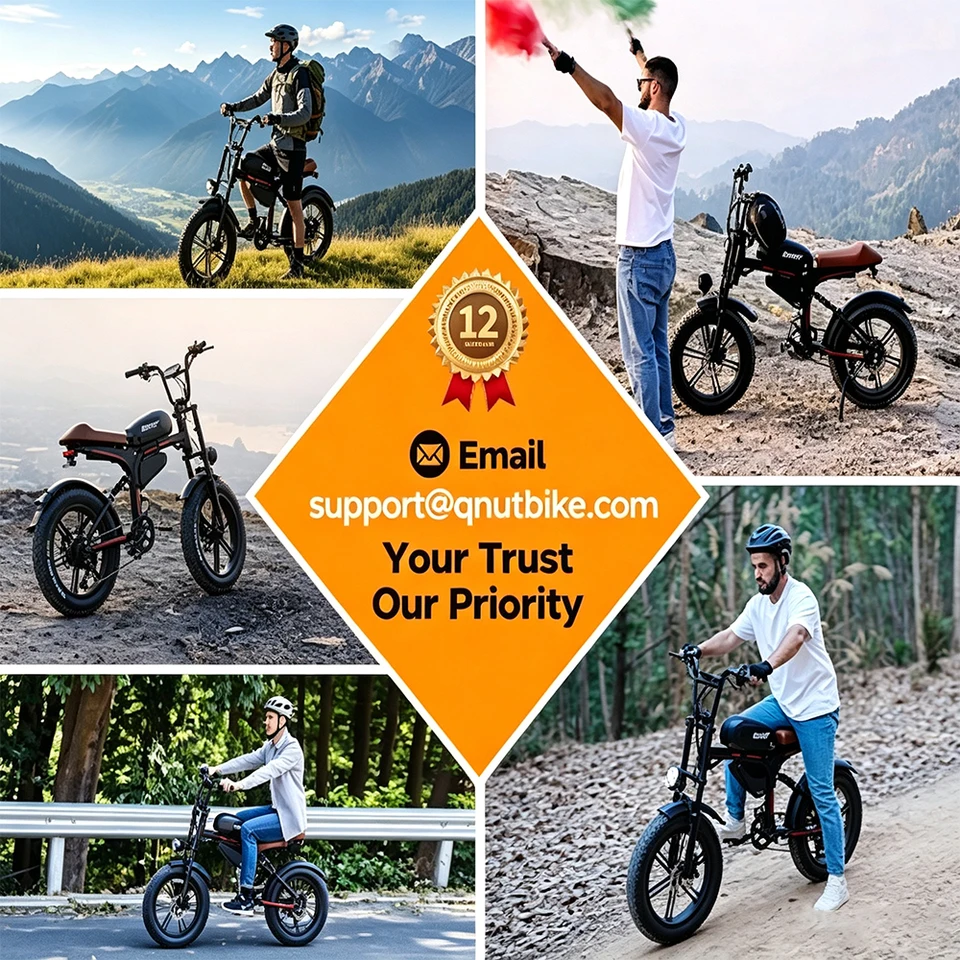 QNUT Retro Fat Tire Electric Bike For Adults 1500W Peak Motor 48V 18Ah Battery Max 27MPH 20 Inch Off Road Mountain Ebike US Warehouse Fast Shipping image 8