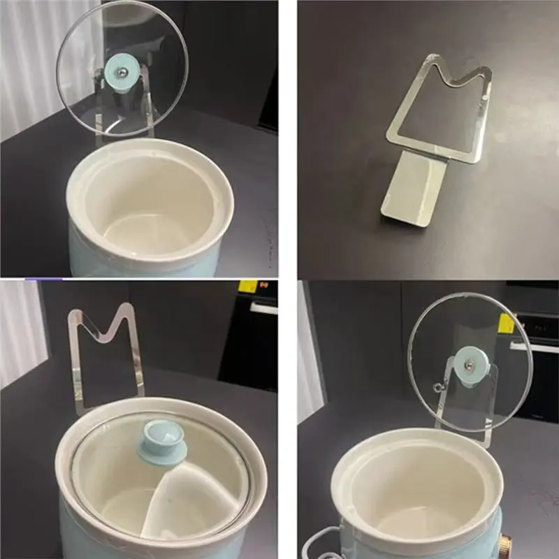 ABKJ-Stable Stainless Steel For Hands-Free Cooking Cooker Lid Holder Fits All Lid Sizes Prevents Countertop Water Stains