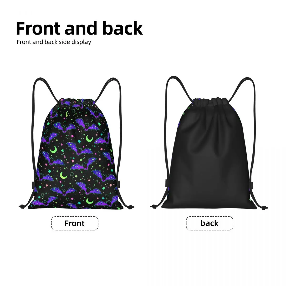 Custom Halloween Witch Pumpkin Bats Magic Mysterious Horror Witch Drawstring Backpack Bags Gym Sports Sackpack Sacks for Yoga