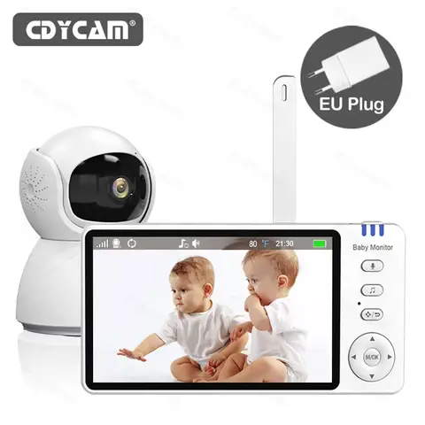 Cdycam 베이비 모니터, 보모 PTZ 카메라 포함, 양방향 오디오 자장가 카메라, 베이비 시터 야간 투시경 보안, 5.0 인치 IPS 스크린, ABM570