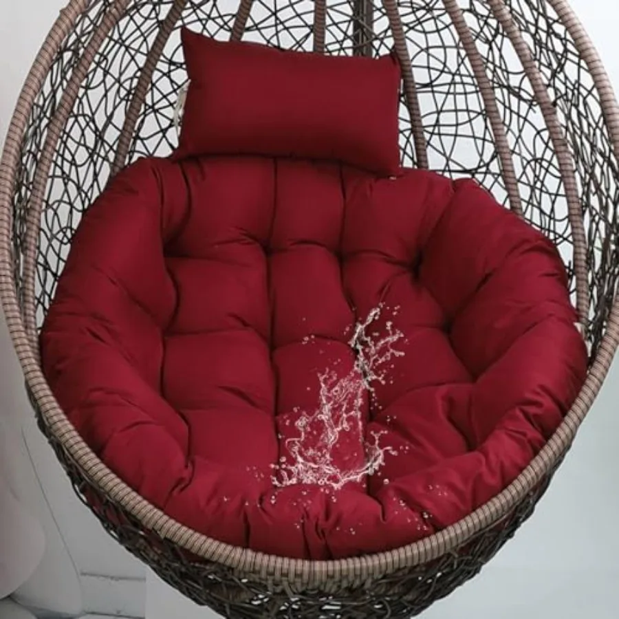 

Wicker Egg Chair Cushion Outdoor with Removable Cover Round Cushion Replacement for Egg Lounge Chair 45 * 45 Inch with Headrest