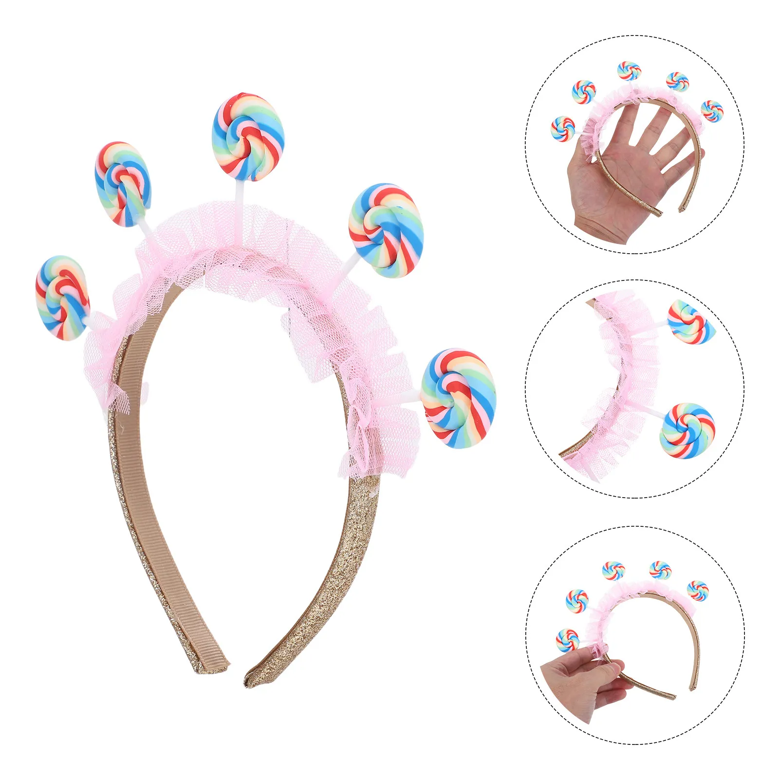 

Children Hair Hoop Colorful Cartoon Lollipop Design Holiday Party Accessory Candyland Headband For Xmas Birthday Girls