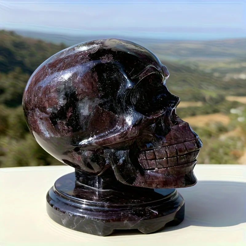 1pc Natural Garnet Skull - Decoration for Home Office, Garden, Or Parties - a Distinctive Holiday