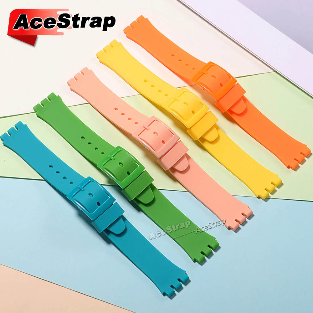 الملونة المطاط حزام ل سواتش حزام (استيك) ساعة 16 مللي متر 17 مللي متر 19 مللي متر 20 مللي متر معصمه النساء الرجال مقاوم للماء الساعات سوار سيليكون