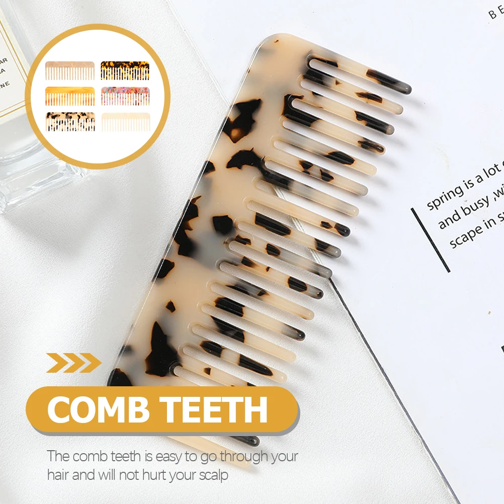 

6pcs Marble Comb Styling Detangle Smooth Combs Women Men Household Acetate Sheet Durable Anti Static Hairdressing