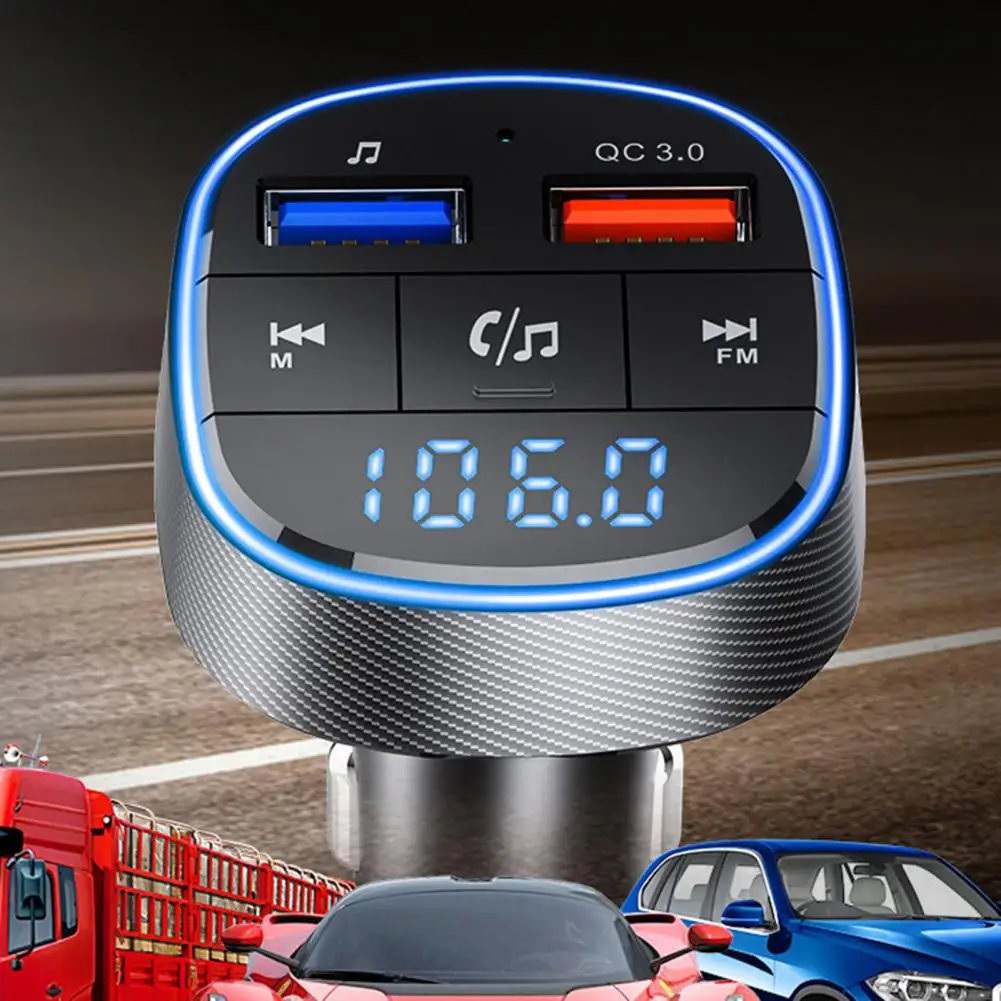 Car Charger Plug Play Universal Bluetooth 5 0 FM Transmitter Hands free Call QC 3 0 2 USB Fast Charging Car Music Player