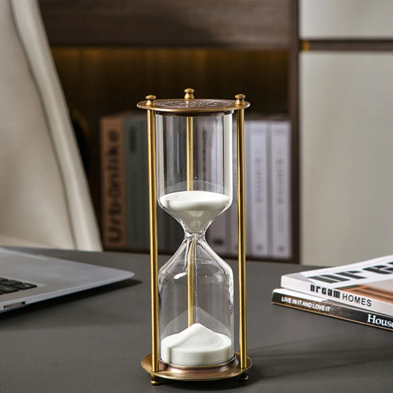 5/10/15/30/60 Minutes Classical Metal Three Column Hourglass Timer European Vintage Bookshelf Study Home Decoration Sandglass