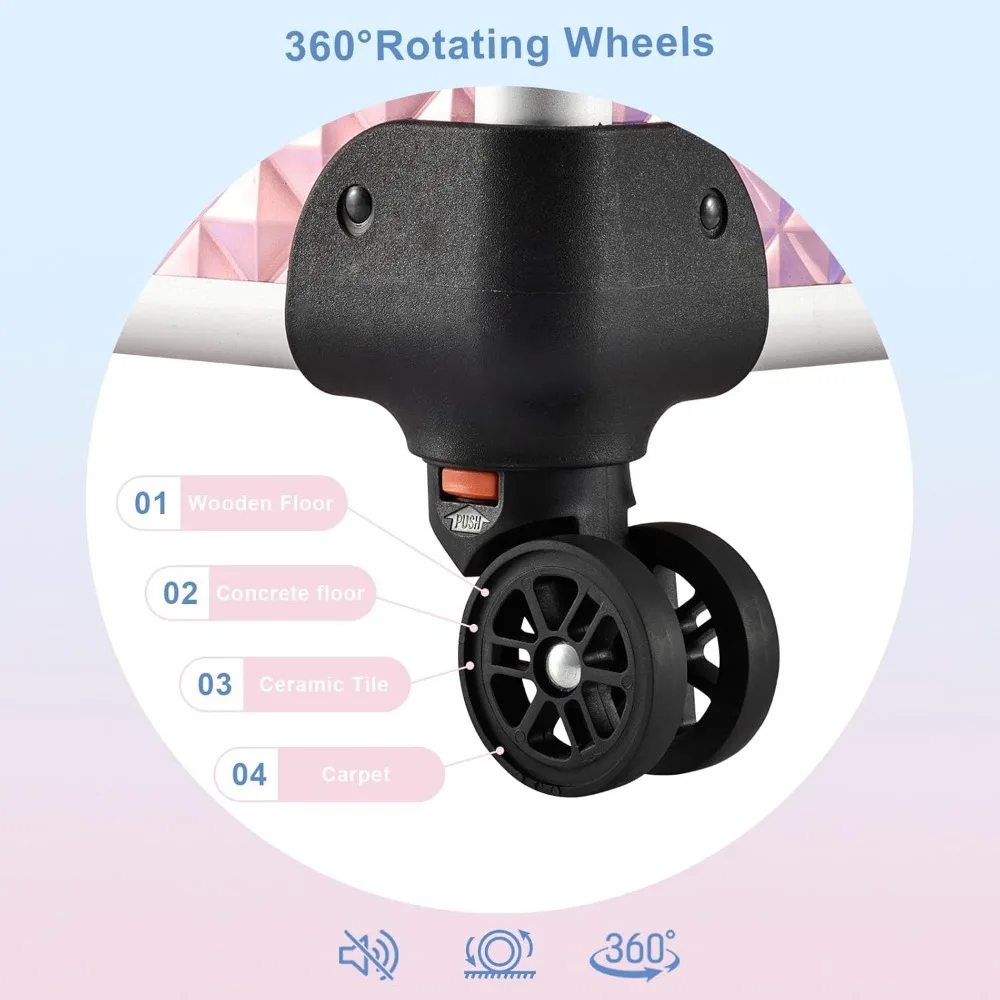 Large Rolling Makeup Train Case with 4 Trays, Sliding Rail, Removable Layer, Key Lock & Swivel Wheels for Salon Travel