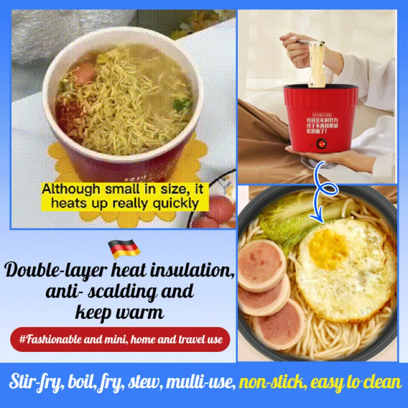 【CN 220V】 Household 1.5L Mini Low Power Non stick Electric Cooker Portable Multifunctional Electric Boiling Pot