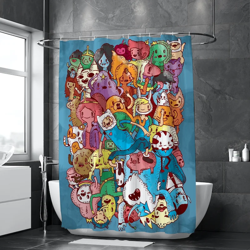 Shower Adventure Time Things for the Bathroom Accessories Folding Partition Bath Curtain Curtains Bedrooms Houses Rooms Quarto