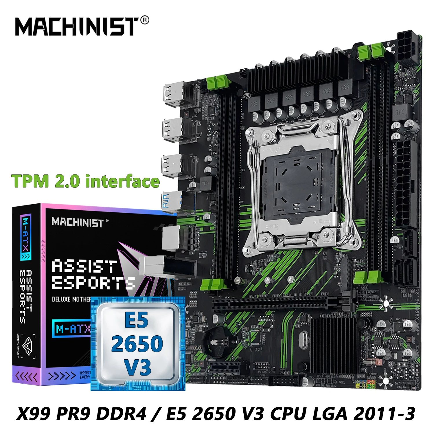 MACHINIST X99 PR9 Motherboard Xeon E5 2650 V3/2680 V3 LGA2011-3 CPU With TPM Interface DDR4 RAM Slot NVME M.2 USB3.0