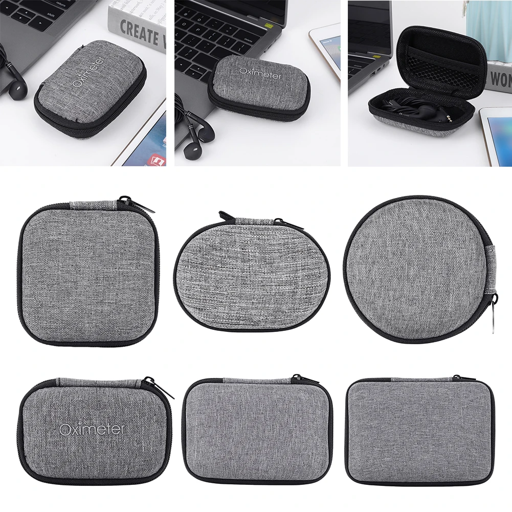 

Small Earphone Storage Bags Shockproof Mini Tech Gadgets Portable Case with Mesh Pocket Charger U Disk Zipper Pouch Anti-scratch