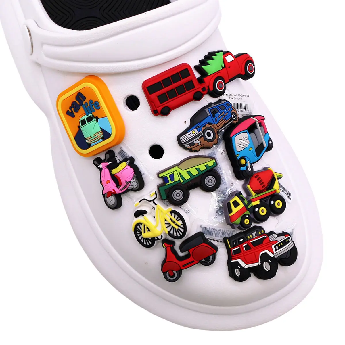 1 Pcs Cartoon Cars PVC Shoe Charms Truck Buses Motorcycle Bike Shapes Shoe Accessories Clog Pin Unisex Shoe Buckle Decorations