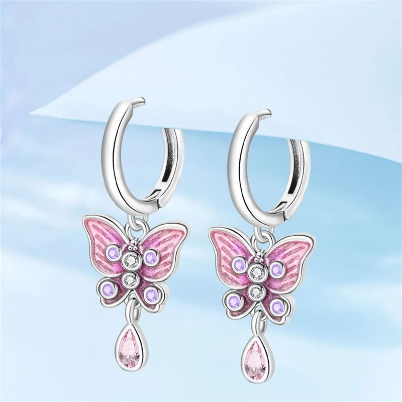 925 Sterling Silver Vibrant Flower Butterfly Devil Fish Women Earrings Brilliant Wedding Engagement Star Earrings Jewelry Gifts