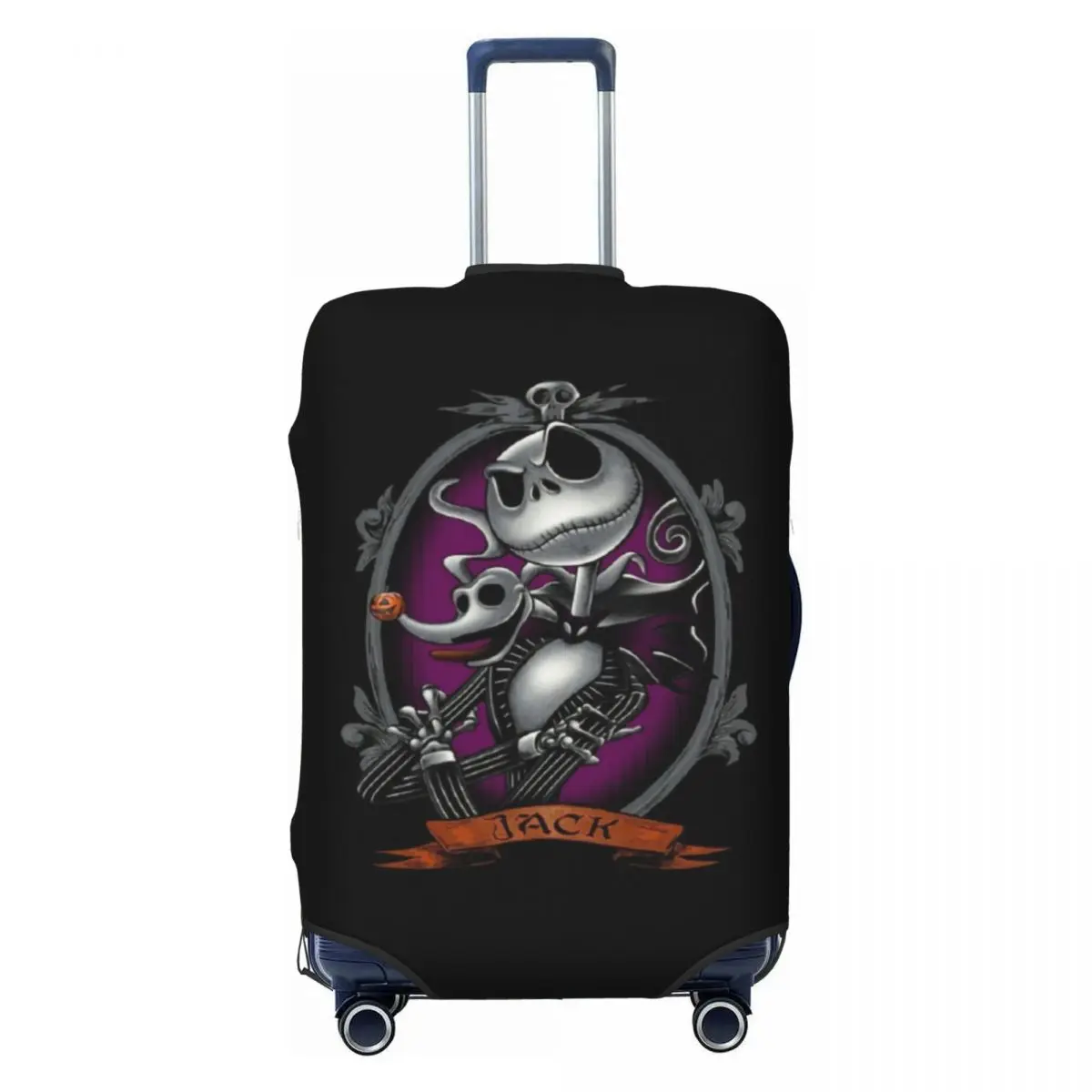 

Custom Halloween Jack Skellington Travel Luggage Cover Washable The Nightmare Before Christmas Suitcase Protector Fit 18-32 Inch