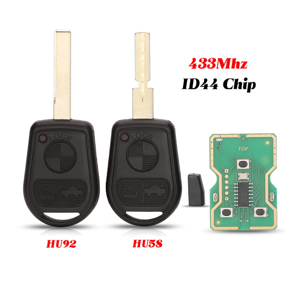 

jingyuqin For BMW Z3 E31 E32 E34 E36 E38 E39 E46 Z3i Smart Remote Car Key 433Mhz PCF7935 Chip Fob 3 Buttons HU92 HU58 Blade
