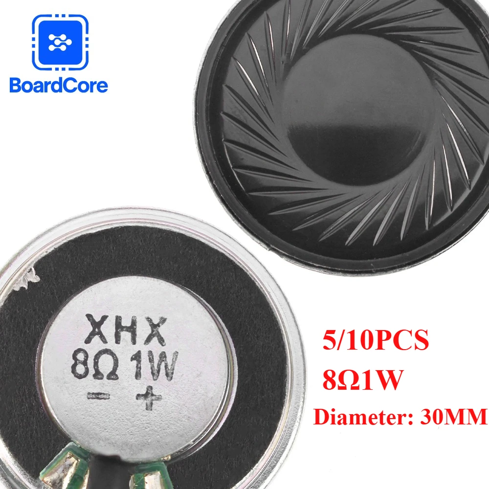 5/10PCS 8 Ohm 1W Round Speaker Diameter 30MM Loudspeaker Horn 30×5.5MM Iron Shell Internal Magnetism Speaker for Audio DIY