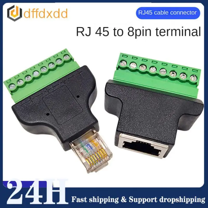 Female to Screw Terminal 8 Pin Connector Ethernet Cable Extender Adapter Computer Related Connection and Connectors