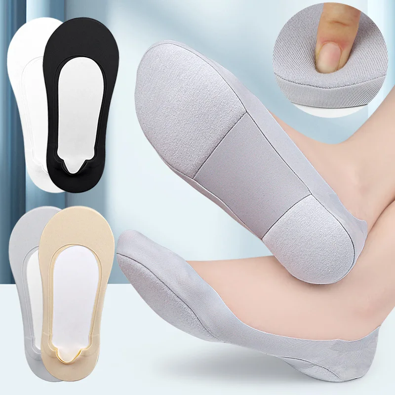 

1pair Women Boat Sock Plantar Fasciitis Shoes Insole Sock Insoles for Feet Shock Absorbing Shoe Sole Invisible Non slip Shoe pad