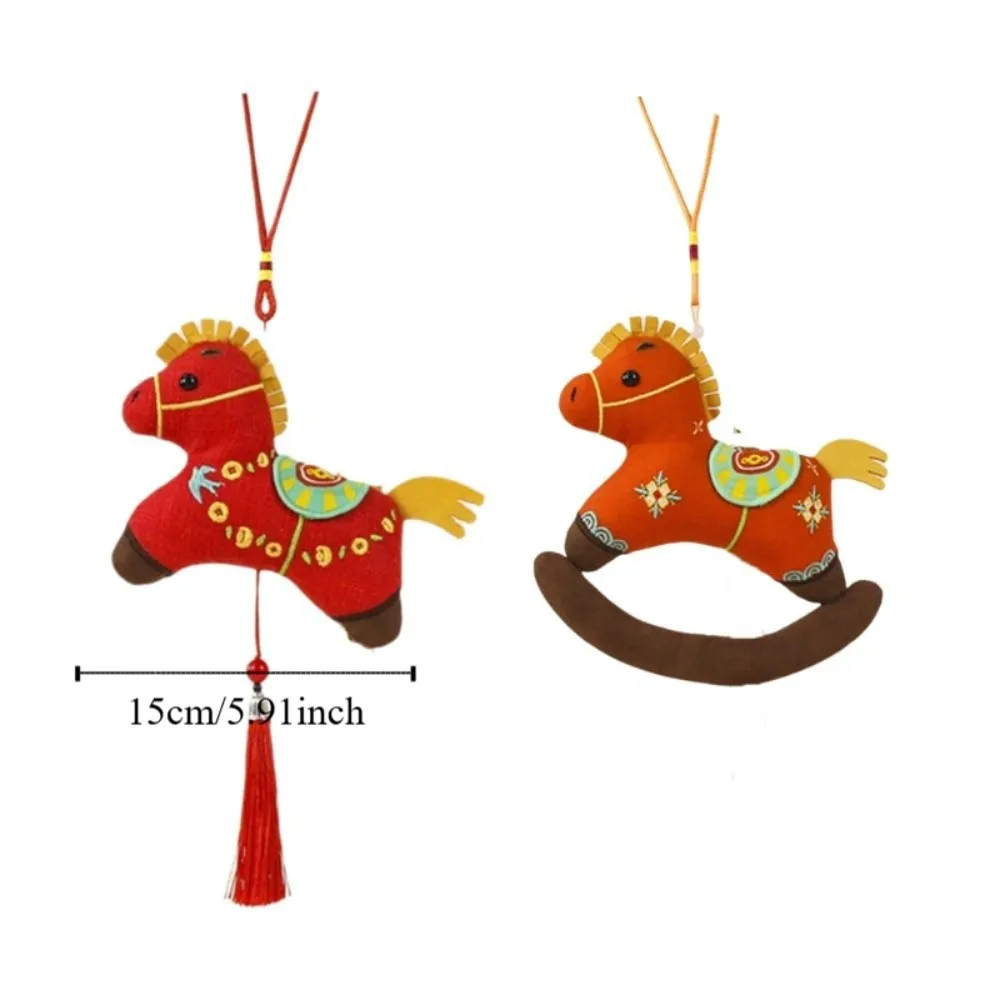 Chinese stijl mini paard hangend ornament traditioneel PP katoen jaar van het paard mascotte sleutelhanger geborduurd patroon cartoon