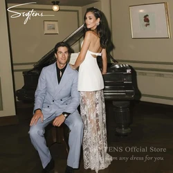 SSYTENS Strapless Short Wedding Dress Bridal Gown Cocktail Evening Gowns Sheer Lace Bride Party Dresses Customized Bridal Gown