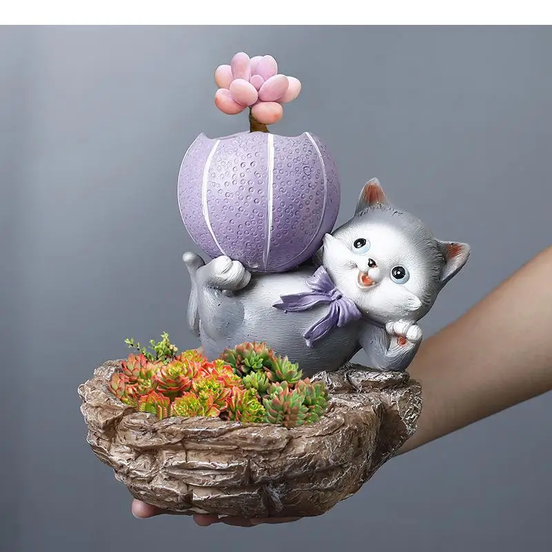 Cute Cartoon Flower Pots Decorative Vase Plant Arrangement Potted Plants Kitten Basketball Floral Vases