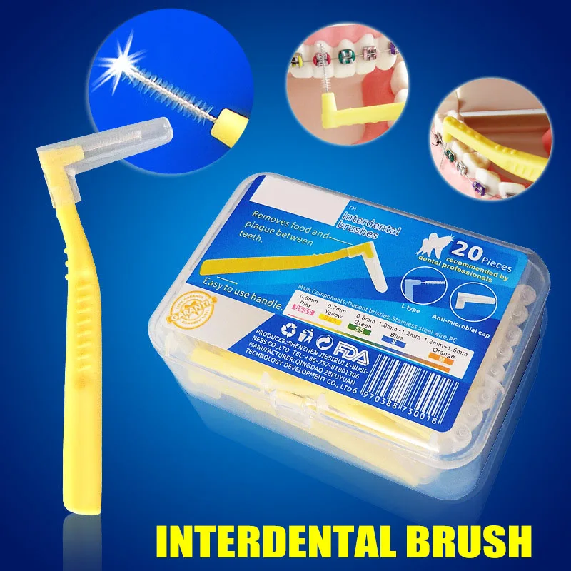 

20Pcs L-Shaped Interdental Brush Teeth Cleaning Toothpick Tool for Home Daily Use