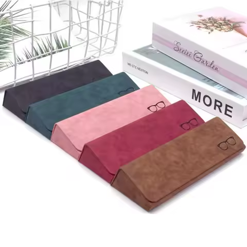 Fashion Foldable Triangular Leather Hard Case for Glasses Eyeglass Sunglasses Lens Container Box Purse Eyewear Accessories