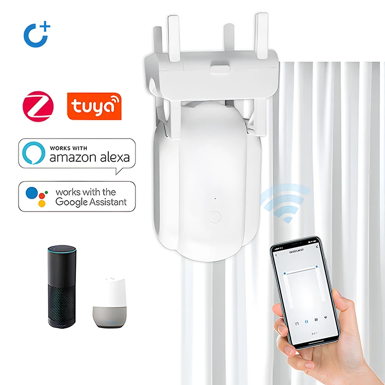 ZigBee Tuya Smart Life Curtain Robot APP Google Home Control Battery Curtain Rod Opener Electric Window Curtain Motor