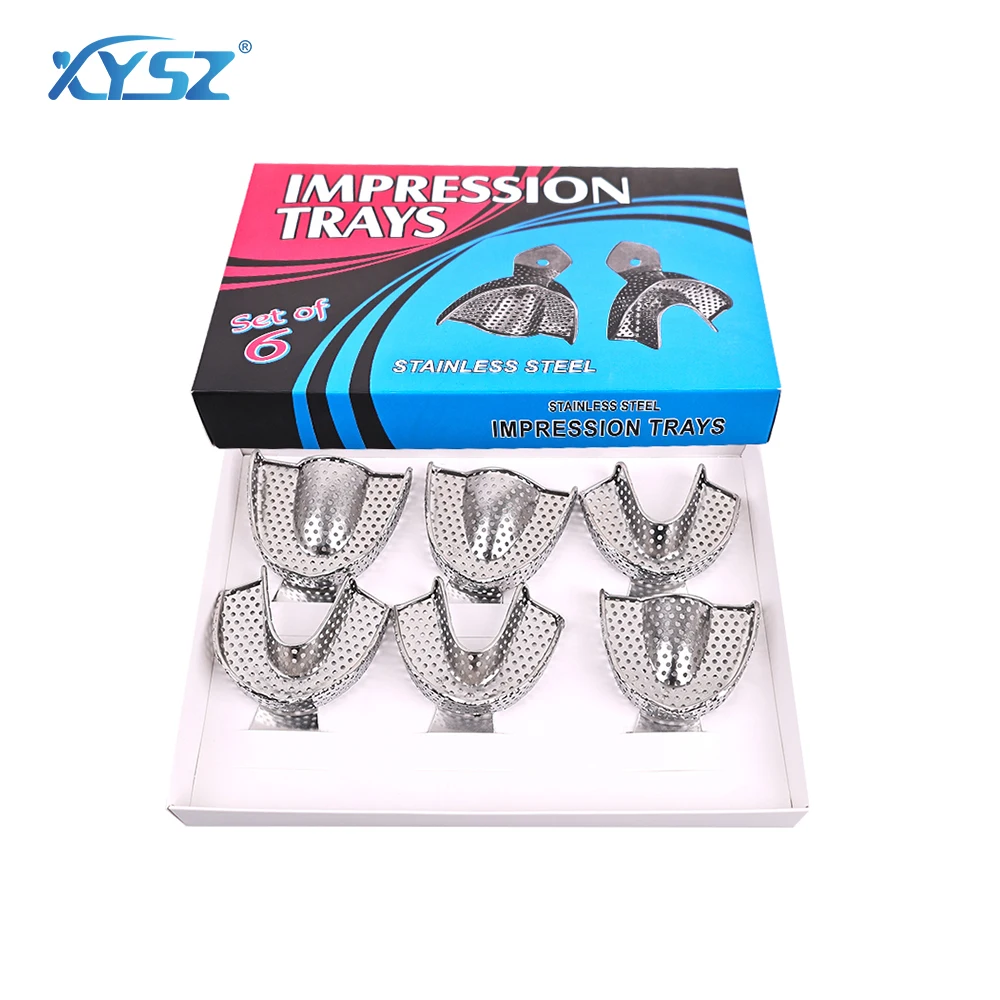 

Autoclavable Dental Stainless Steel Impression Tray with Holes Upper Lower Teeth Holder Dental Impression Buckets Dental Tools