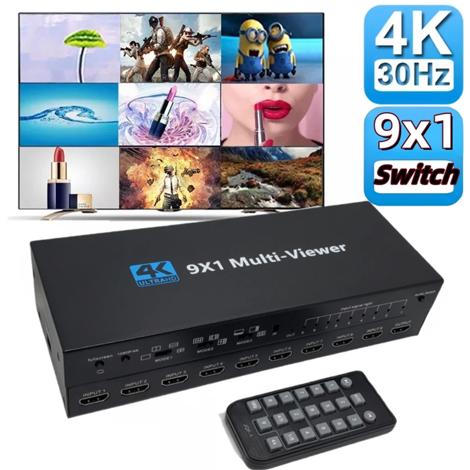 4x1 9x1 HDMI Multi-viewer switcher Seamless 4K HDMI 4 9 Screen