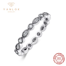 YANLOK Finger engagement rings Authentic 925 Sterling silver Rings for women CZ Sparkling Jewelry Bague fashion Accessories