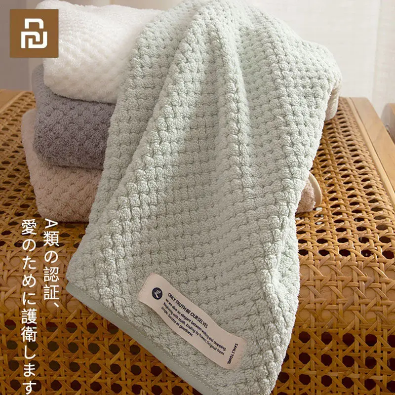 

Youpin 2Pcs Solid Color Coral Fleece Household Towel Soft Absorbent Lovers Face Towel Adult Quick-Dry Bathroom Towels 35x75cm