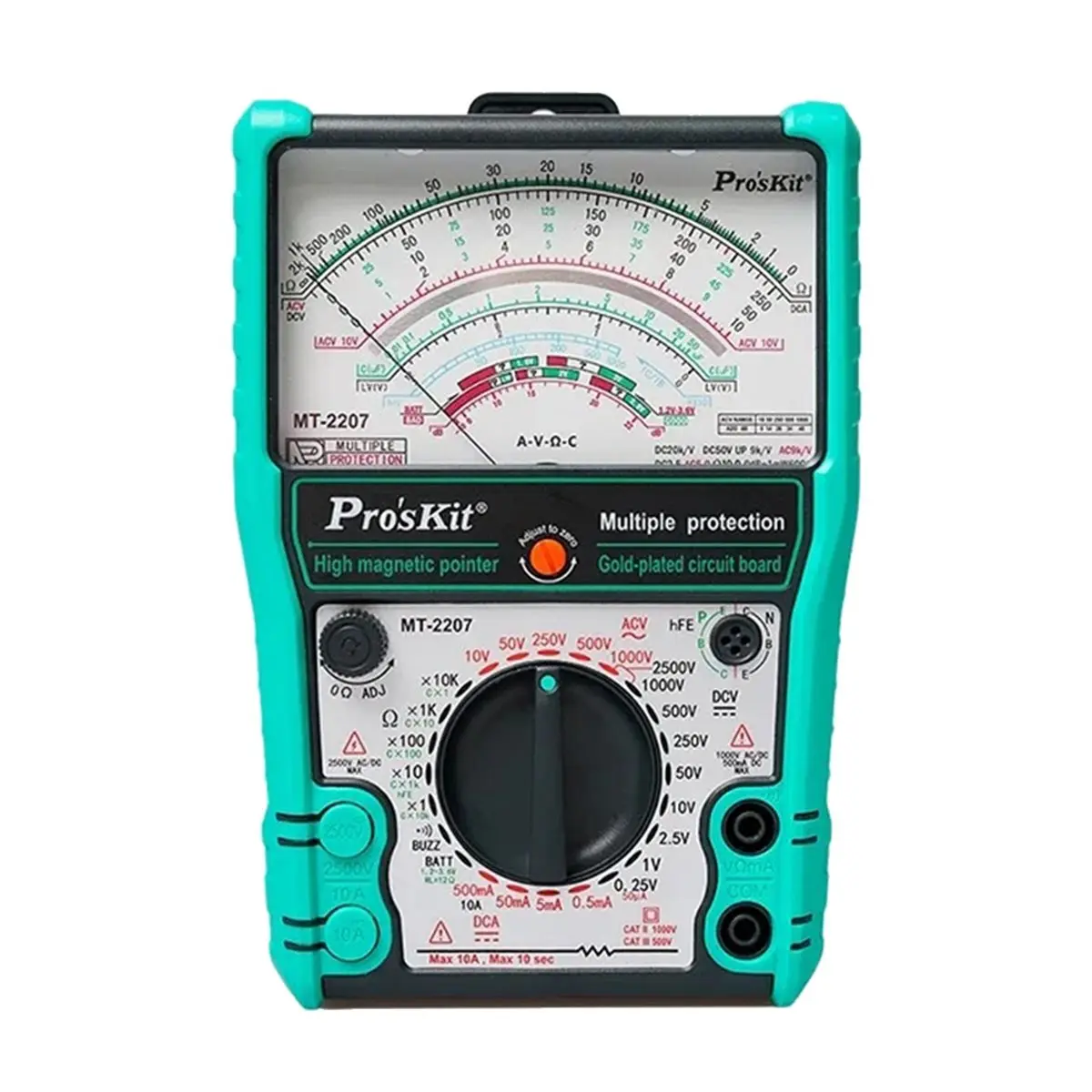 A74U MT-2207-C Pointer Type Anti-Fog 3-Purpose Electric Meter, Internal Magnetic High- Analog Multimeter 1000V/10A