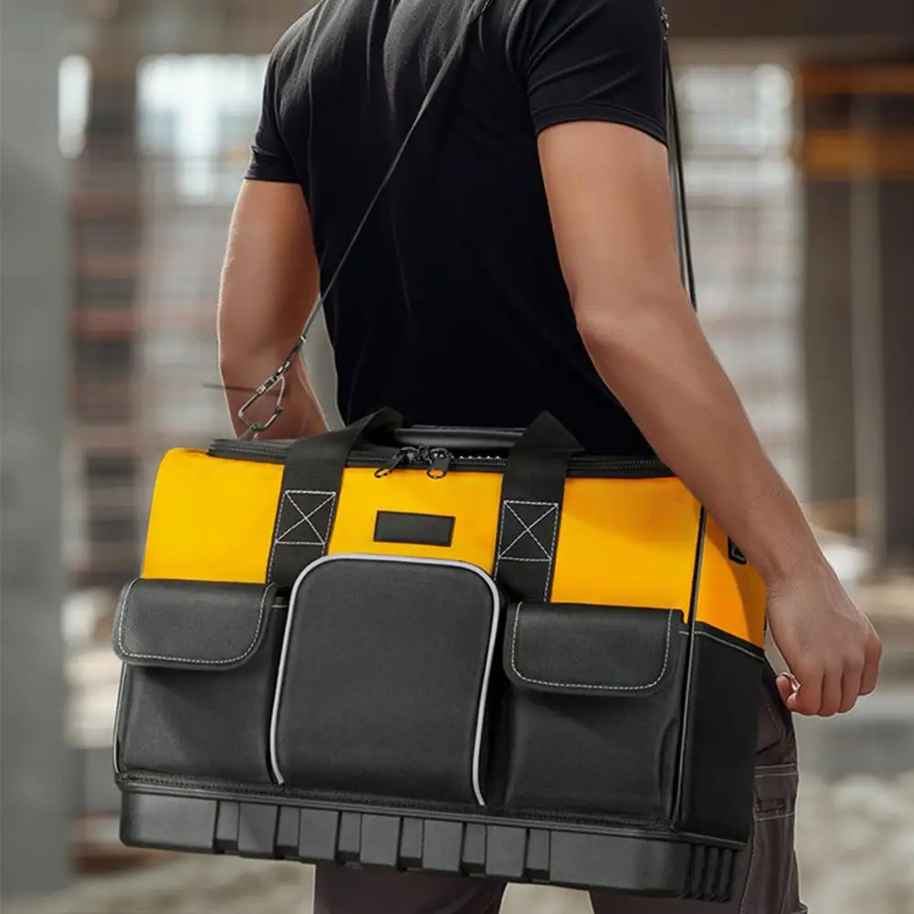Large Capacity Multifunctional Hardware Tool Bag Waterproof Wear-Resistant Multi Pockets Maintenance Storage Bag with Strap