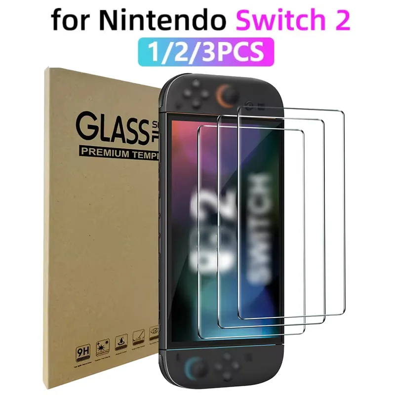 1/2/3PCS Tempered Glass for Switch Nintendo 2 Screen Protector Transparent HD Clear Anti-Scratch Screen Protector Accessories