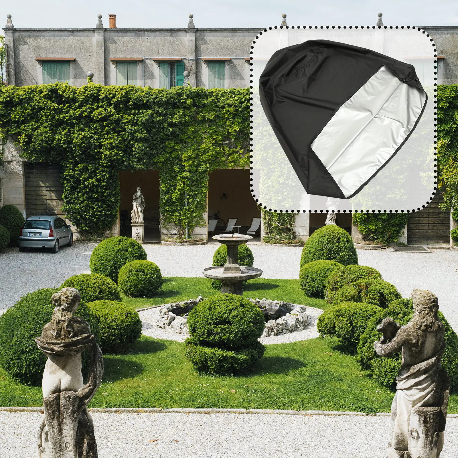 

Waterproof Fountain Cover 400D Oxford Cloth Heavy Duty Garden Fountain Protector Uv Rain Snow Resistant Outdoor Statue Cover