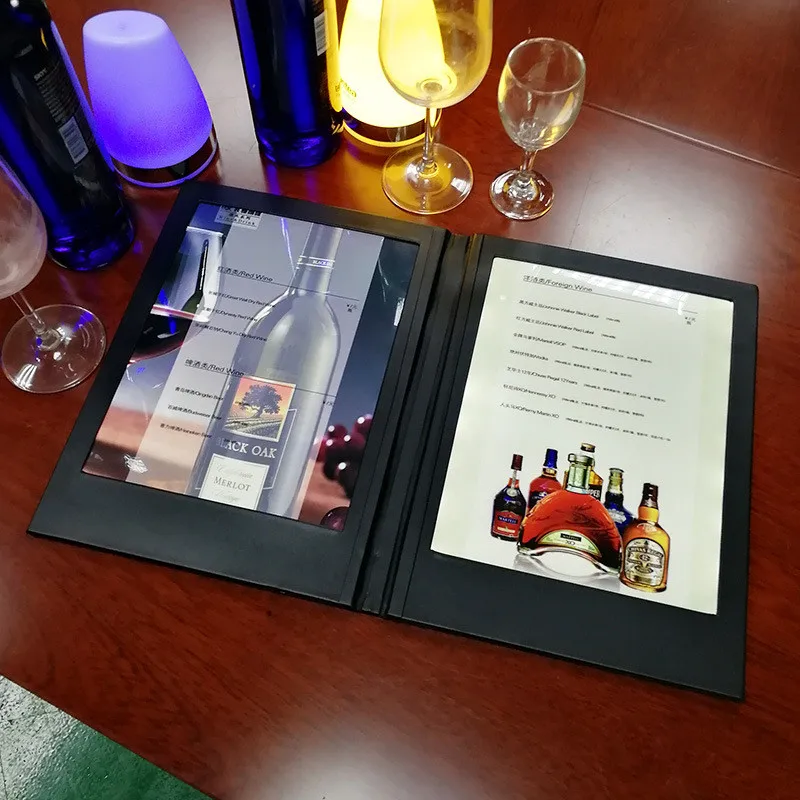 Imagem -03 - Led Menu Livro de Luz a4 pu Couro Ordem Página Dupla Mensagem Lista Lâmpada Restaurante Bar Cerveja Desktop Display Decoração 10 Pcs