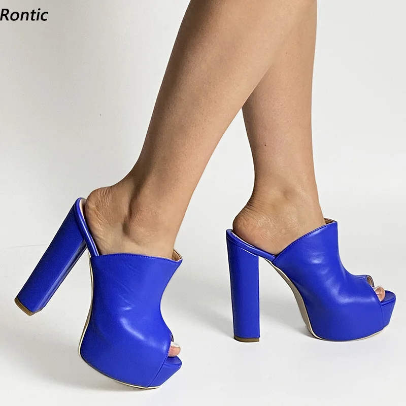 

Rontic, женские летние сандалии ручной работы на платформе, сандалии унисекс на массивном каблуке с открытым носком, великолепные красные, розовые туфли для вечеринок, размер США 5-20