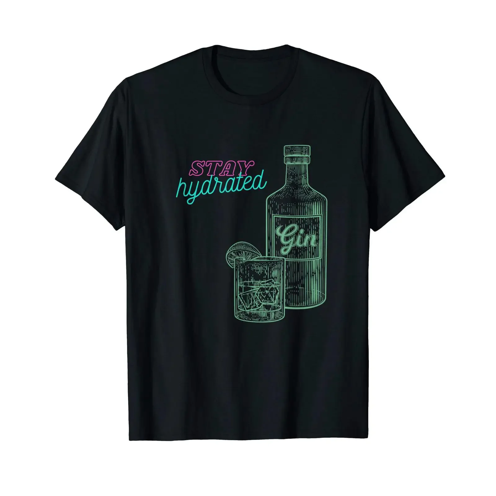 Gin Tonic Stay Hydrated Vintage Look T Shirt vintage Washed Unisex Stretched designer clothes Breathable Versatile Soft