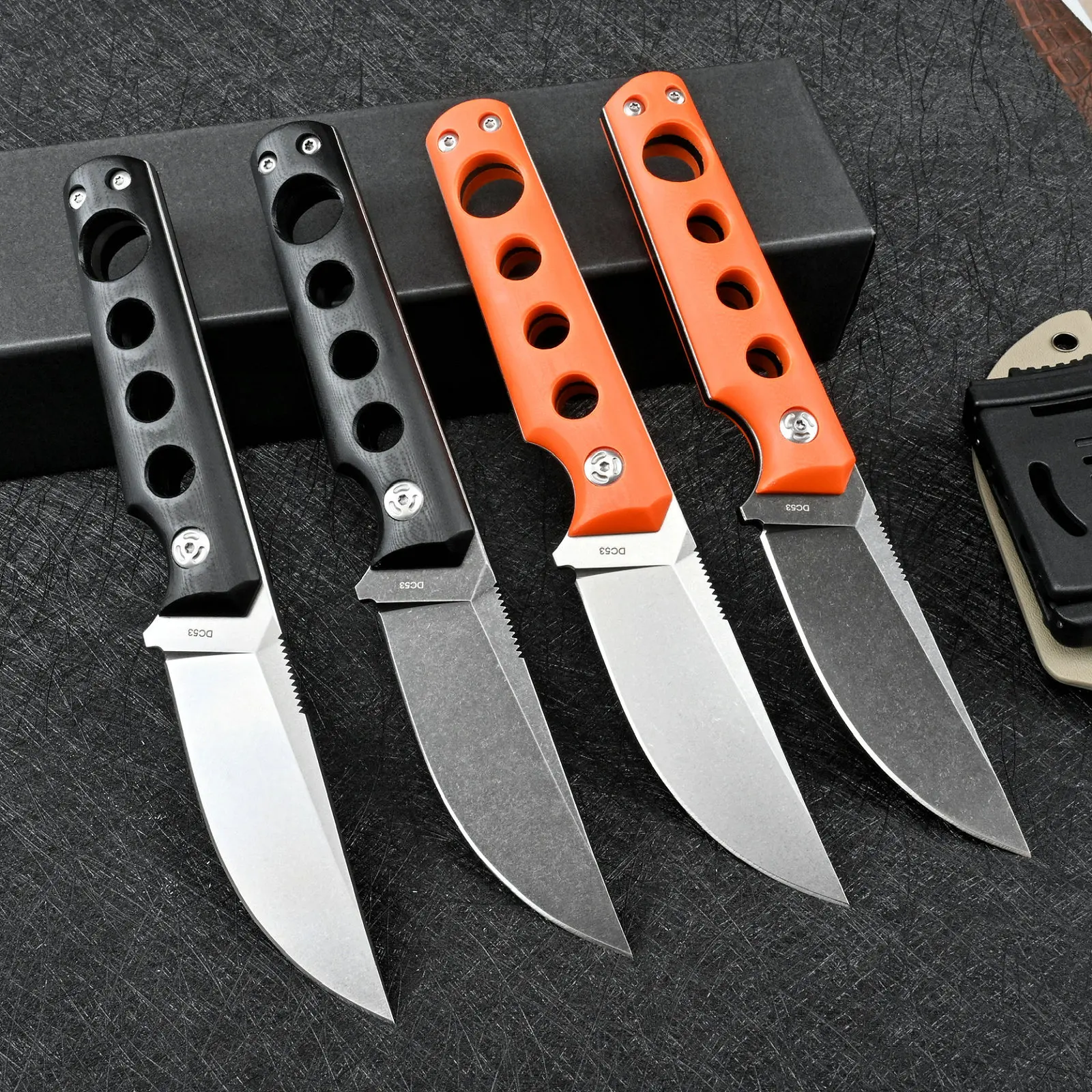 TRSKT-DC53 Faca de caça, Facas de acampamento, Faca Premium de sobrevivência, Faca tática, 61HRC, Cool Camping Gear com Kydex, Dropshipping